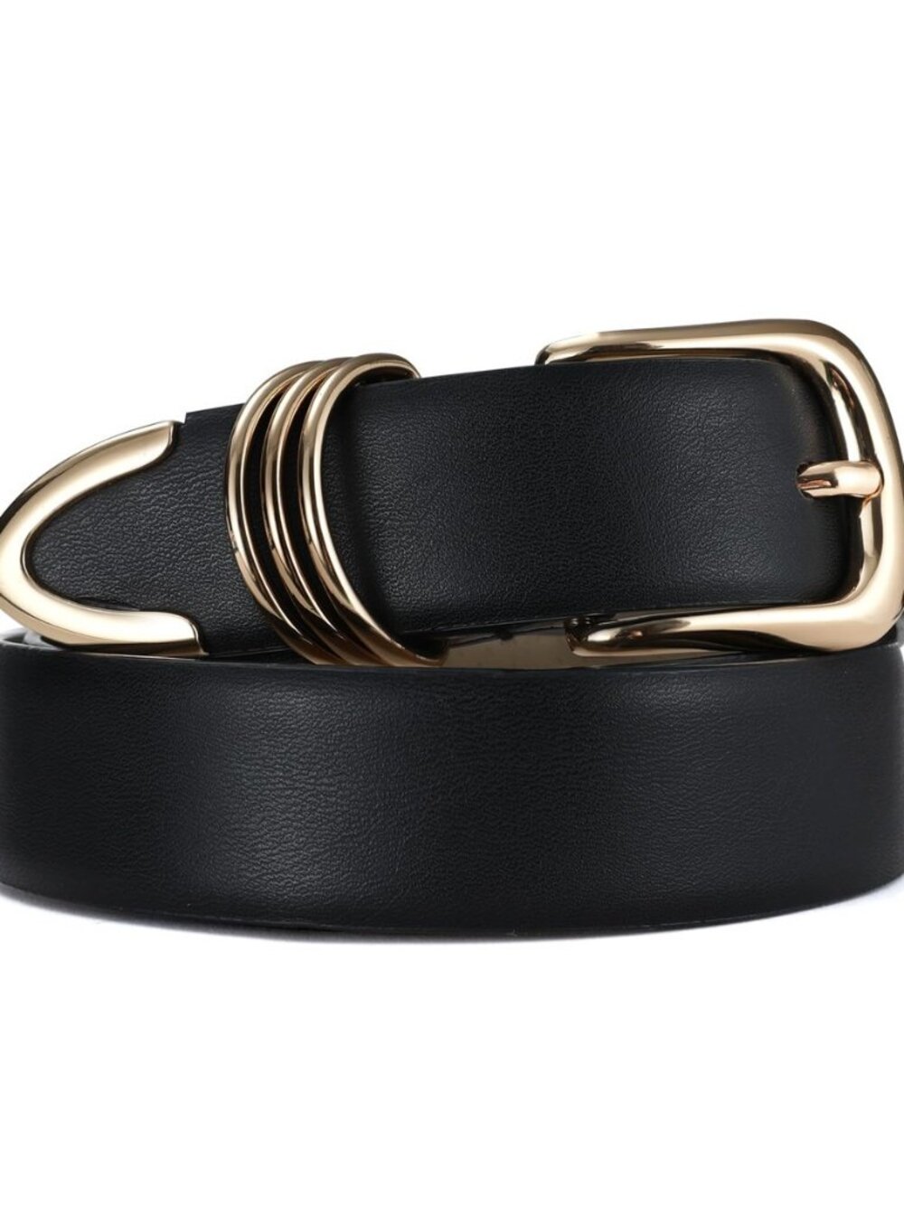 Women's Leather Belts with Gold Buckle Fashion Ladies Waist Belt